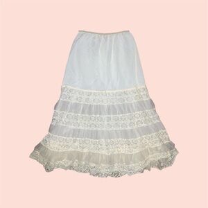 Ruffled White Lace Slip Skirt